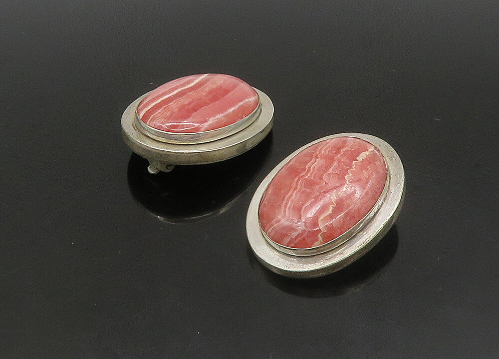 CELIA SEBIRI 925 Silver Vintage Rhodochrosite Heavy Clip On Earrings EG11429