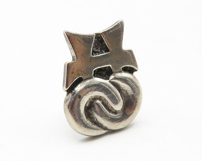 925 Sterling Silver  Vintage Shiny Smooth Swirl Design Sweater Pin  TR1816