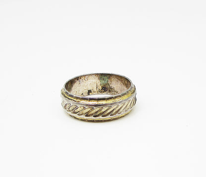925 Sterling Silver  Vintage Etching Detail Band Ring Sz 9.5  RG2988