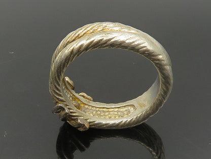 925 Sterling Silver  Vintage Shiny Two Tone Rope Twist Band Ring Sz 9  RG24176