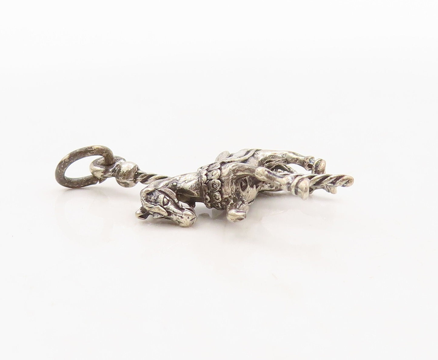 925 Sterling Silver Vintage Pendant Dark Tone Carved Mini Horse Charm  PT23620