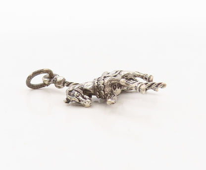 925 Sterling Silver Vintage Pendant Dark Tone Carved Mini Horse Charm  PT23620