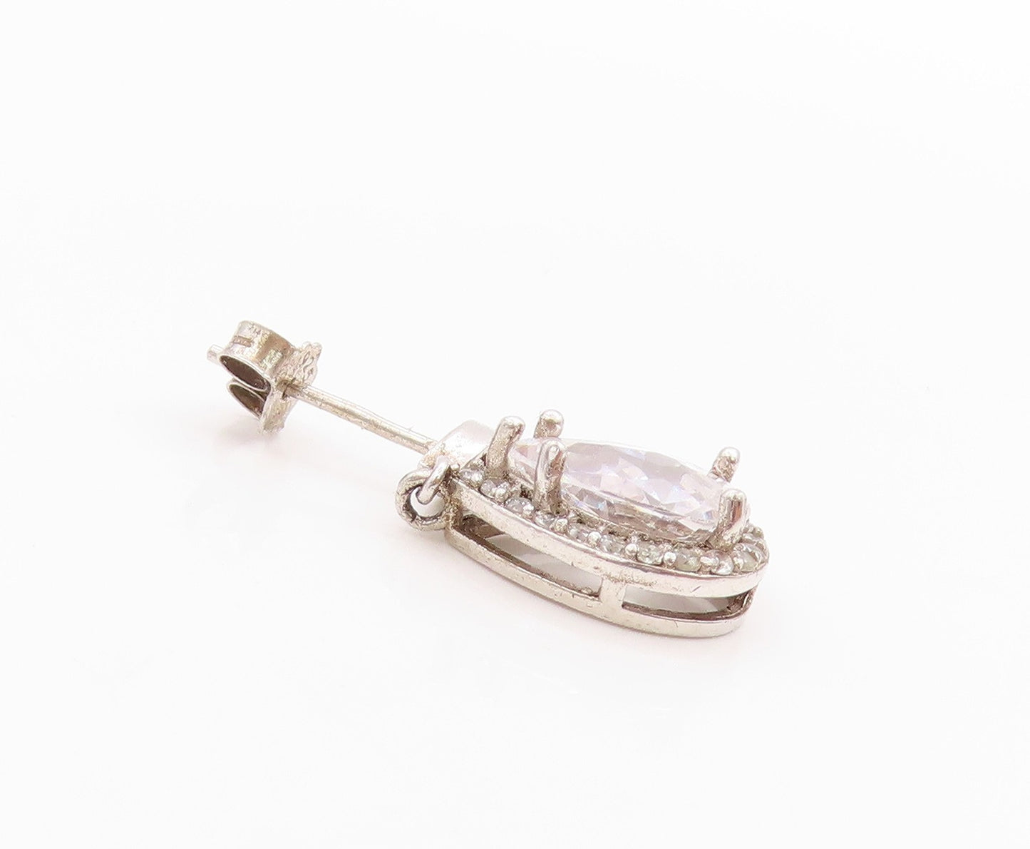 925 Sterling Silver Vintage Earrings Two Shape Sparkling CZ  Pear Drops  EG13707