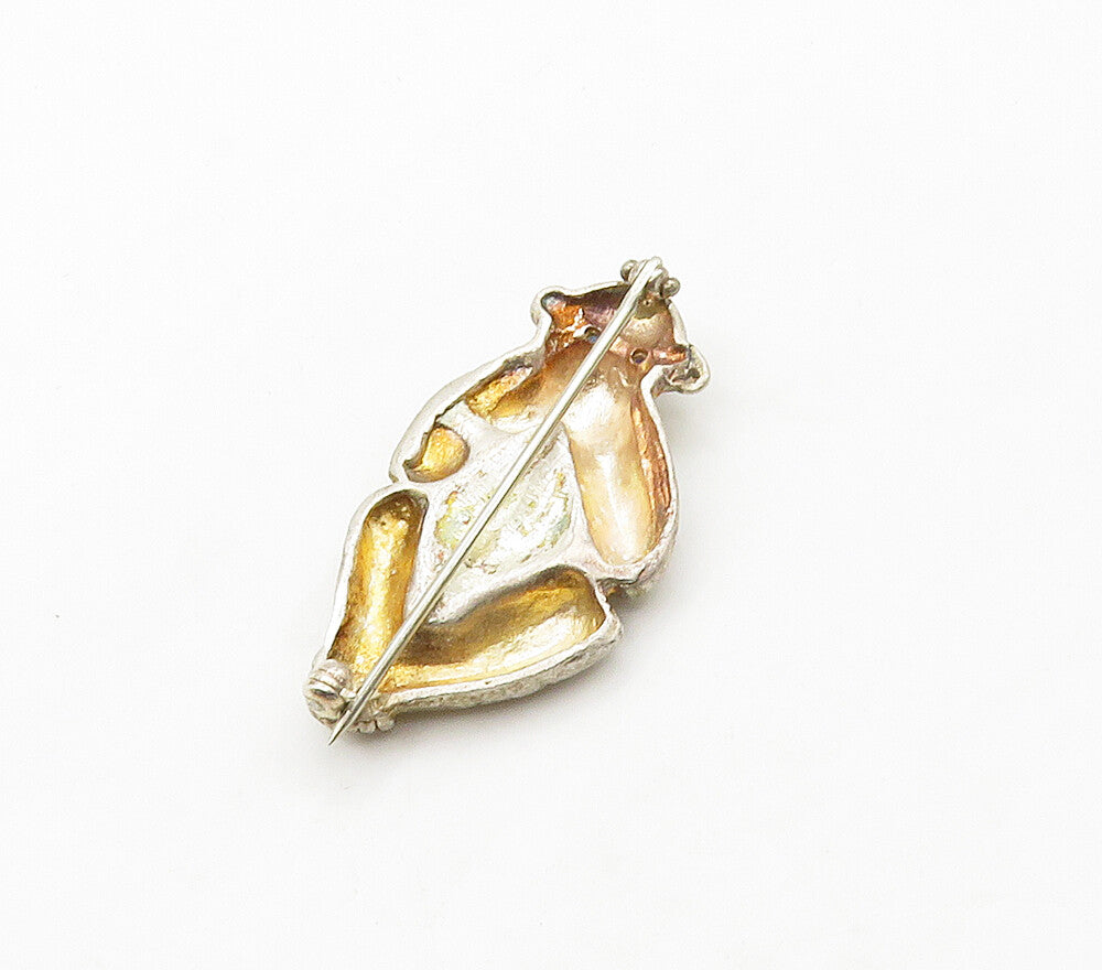 14k Gold 925 Sterling Silver Vintage Speak No Evil Monkey Brooch Pin  BP6277