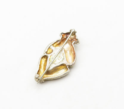 14k Gold 925 Sterling Silver Vintage Speak No Evil Monkey Brooch Pin  BP6277