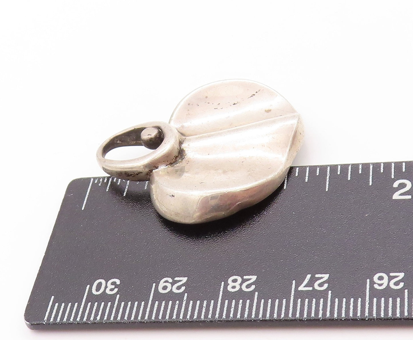925 Sterling Silver Vintage Pendant Brutalist Wave Carved Oval Design  PT24181