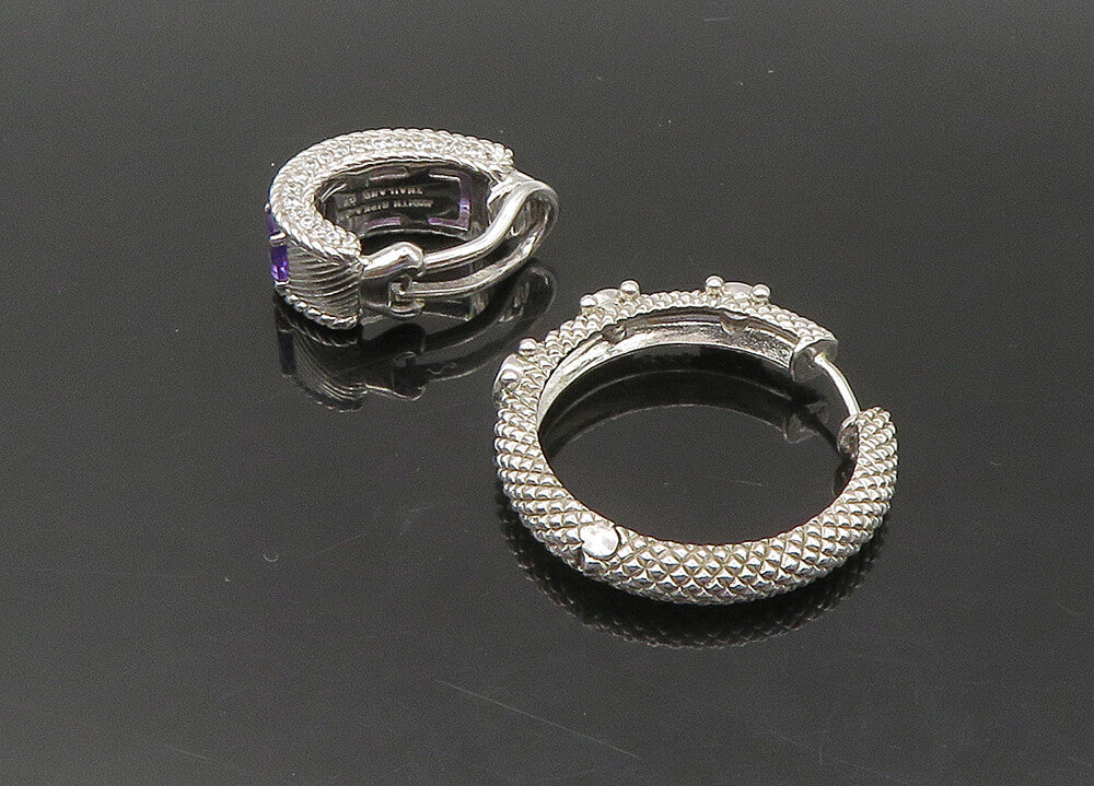 JUDITH RIPKA 925 Silver Vintage Multi Stone Lot Single Hoop Earrings EG11322
