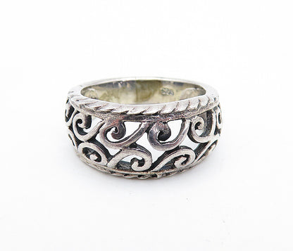 925 Sterling Silver  Vintage Open Swirl Vine Dome Shiny Band Ring Sz 7  RG5570