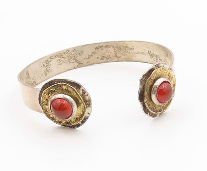 925 Sterling Silver Vintage Bracelet HAIN PAZ ISRAEL Carnelian Cuff  BT11772