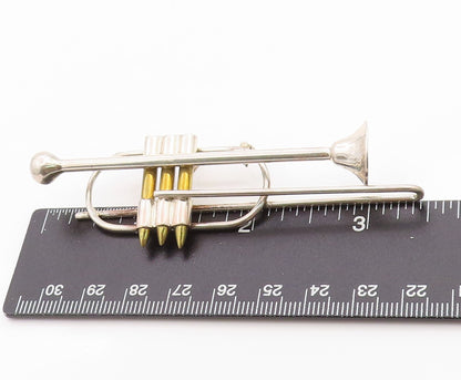 925 Sterling Silver Vintage Brooch MEXICO Mellophone Musical Horn  BP11759