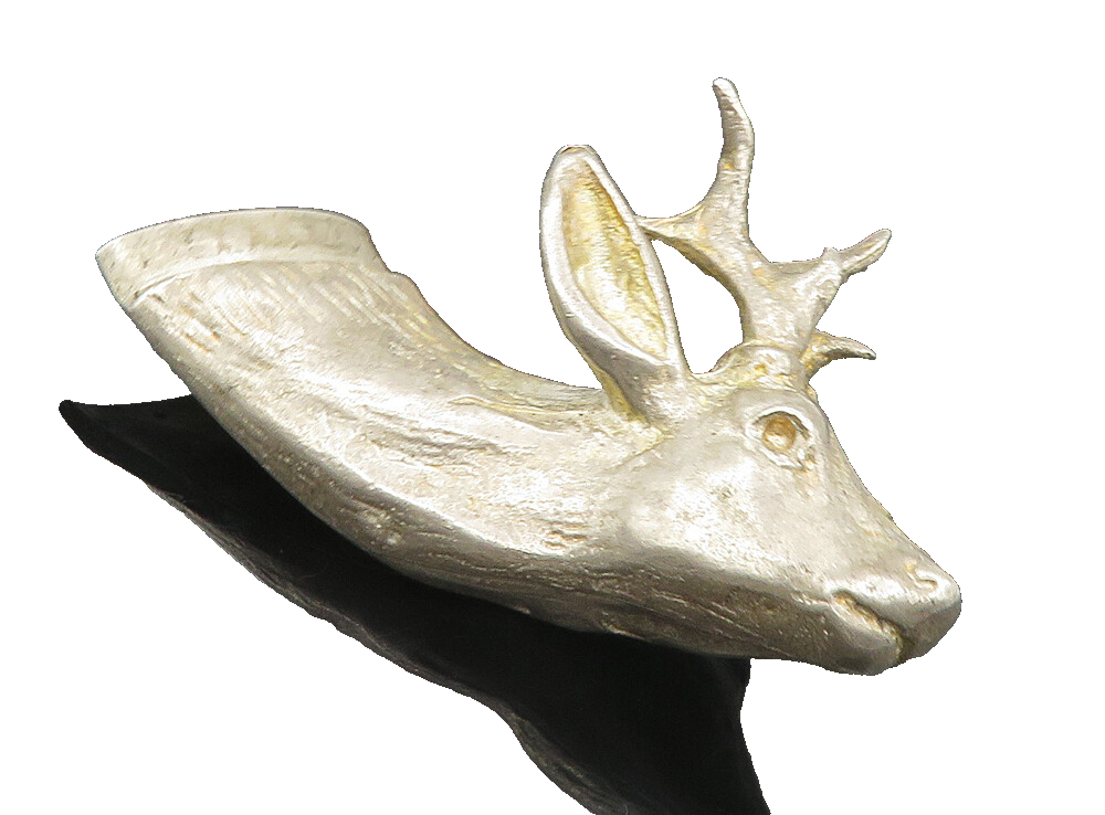 925 Sterling Silver  Vintage Sculpted Deer's Head Motif Animal Trinket  TR1493