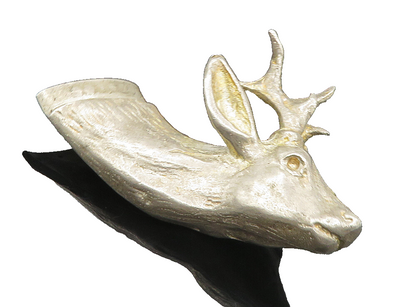 925 Sterling Silver  Vintage Sculpted Deer's Head Motif Animal Trinket  TR1493