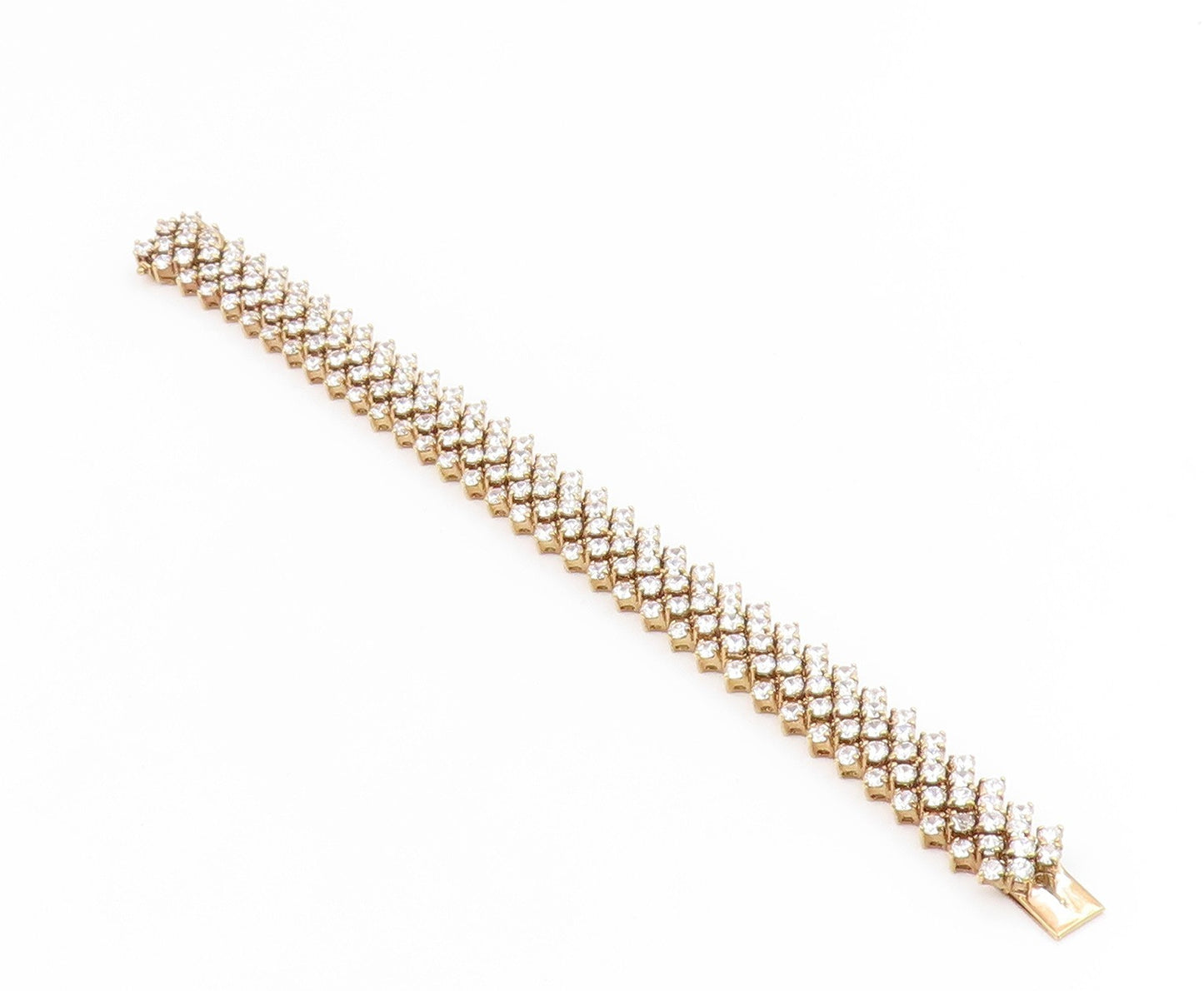 925 Sterling Silver Vintage Bracelet Gold Plated Topaz Multi Row Link  BT11926