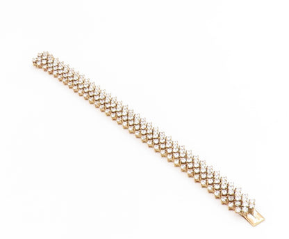 925 Sterling Silver Vintage Bracelet Gold Plated Topaz Multi Row Link  BT11926