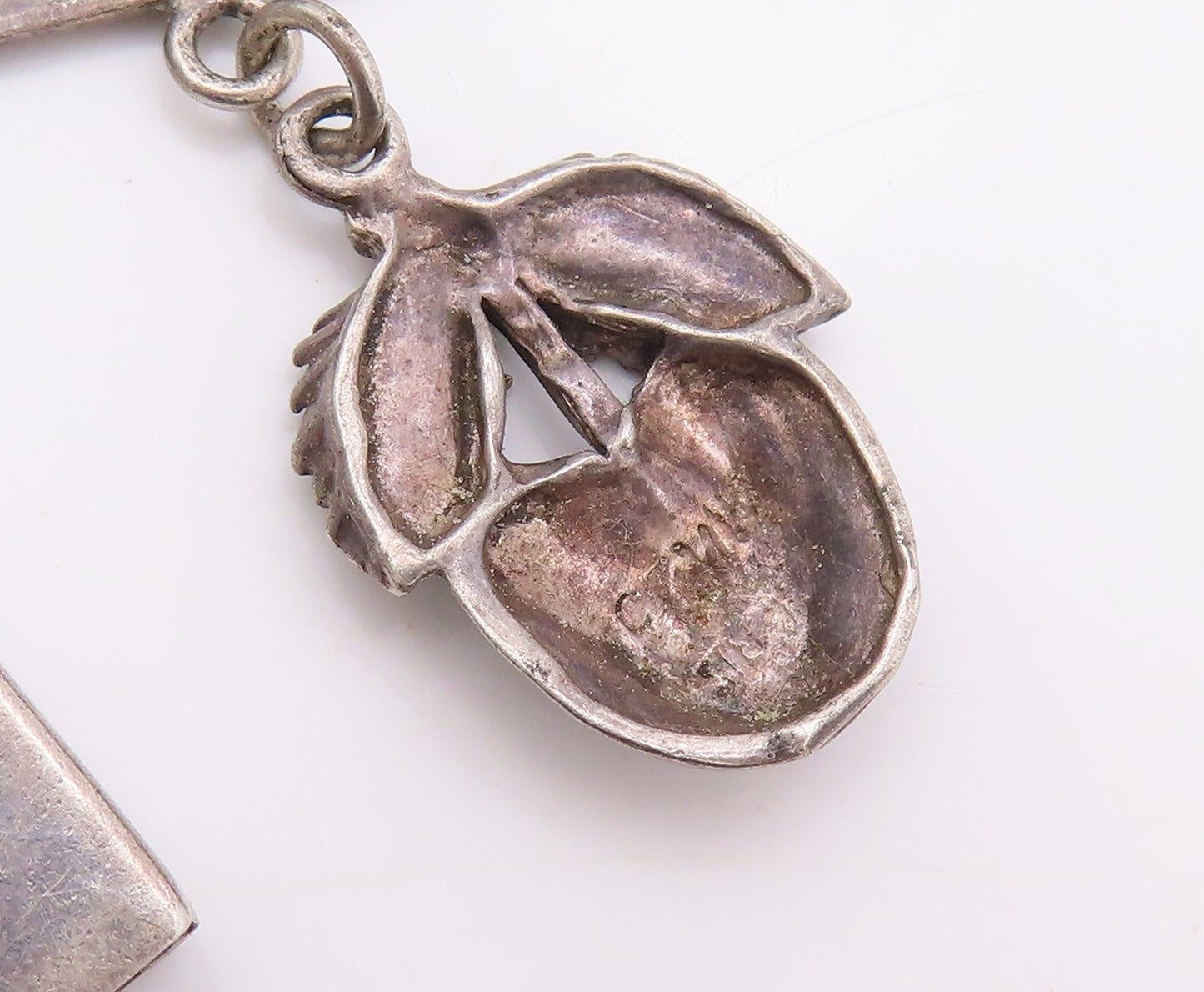 925 Sterling Silver Vintage Brooch GFMW Dangling Book Nut Scale Charm  BP11570