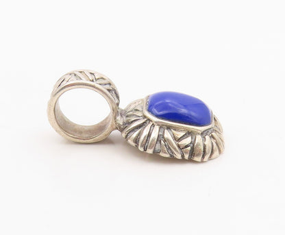 925 Sterling Silver  Vintage Lapis Lazuli Border Pattern Pendant  PT15830
