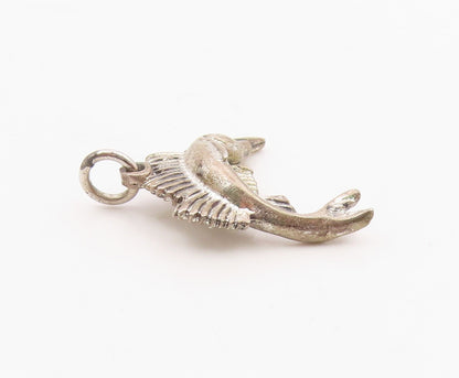 925 Sterling Silver  Vintage Sculpted Sailfish Charm Pendant  PT20905