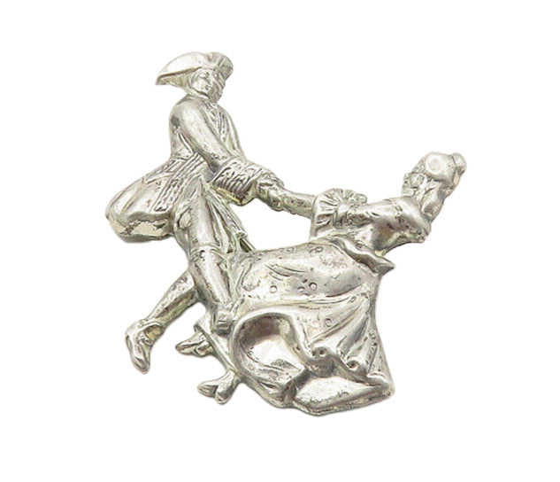 LANG 925 Sterling Silver  Vintage Dancing Couple Motif Brooch Pin  BP6757