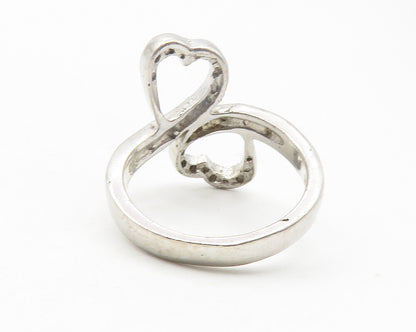 925 Sterling Silver  Topaz Open Love Heart Bypass Band Ring Sz 5.5  RG11828