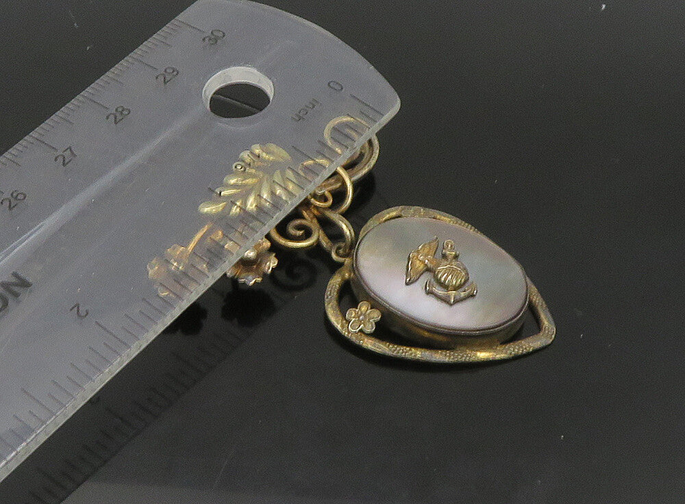 CARLART 925 Sterling Silver Vintage MOP Locket US Military Brooch Pin BP9192
