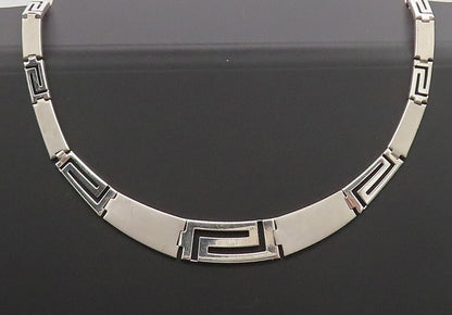 925 Silver  Vintage Brutalist Matt Finish Alternat Cutout Necklace  NE4154