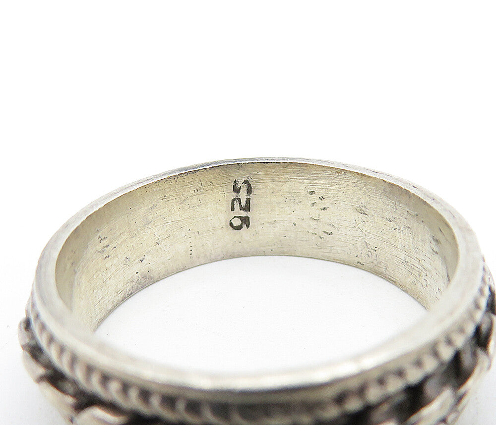 925 Sterling Silver  Vintage Dark Tone Rope Twist Band Ring Sz 9.5  RG5109