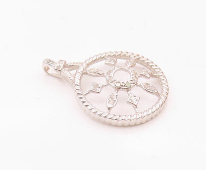 925 Sterling Silver  Vintage Genuine Diamonds Snowflake Motif Pendant  PT19468