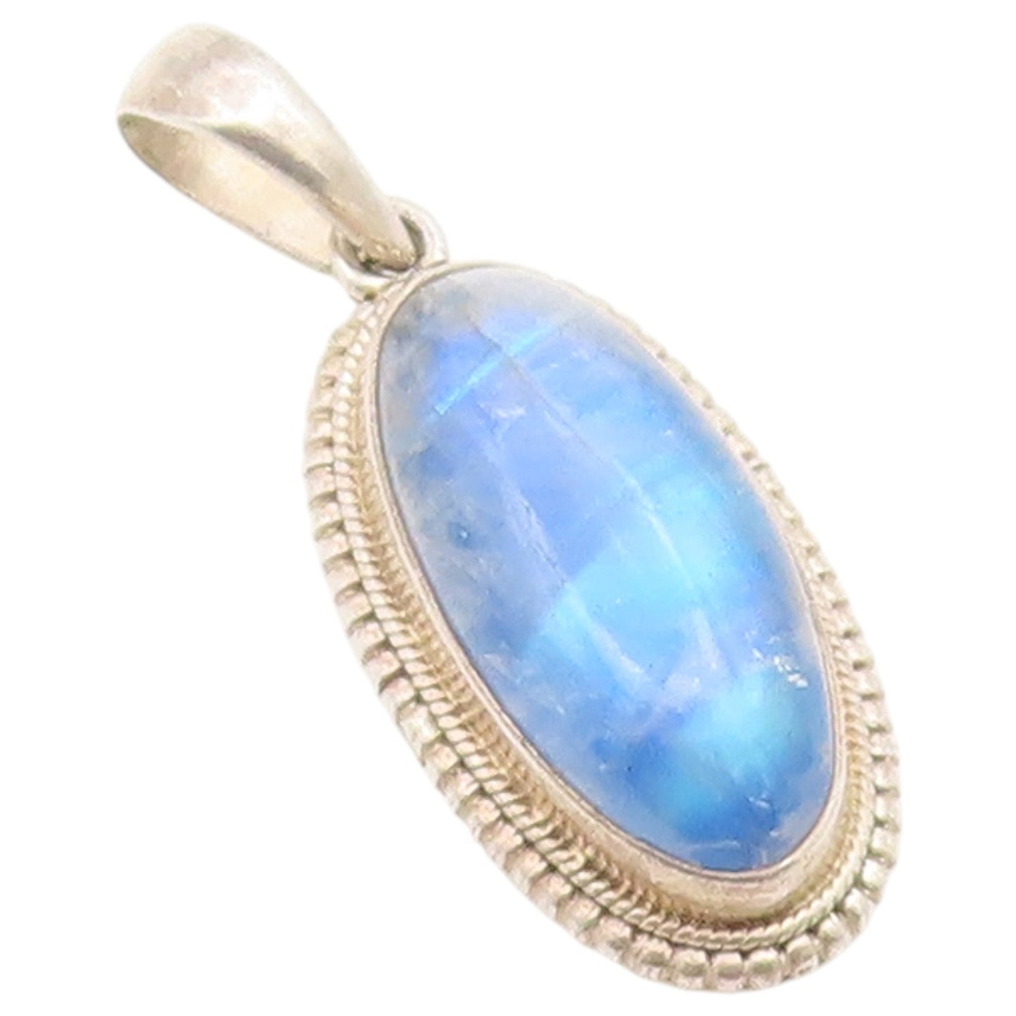 925 Sterling Silver Vintage Pendant Classic Cabochon Moonstone Charm  PT26597