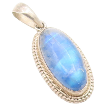 925 Sterling Silver Vintage Pendant Classic Cabochon Moonstone Charm  PT26597