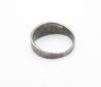 925 Sterling Silver  Vintage Dark Tone Etched Fluted Band Ring Sz 7  RG3723