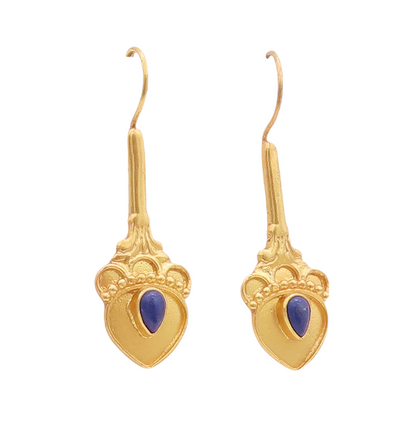 925 Sterling Silver Vintage Earrings Gold Plated Drop Gemstone Flower  EG13188