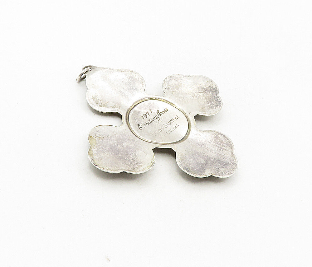 REED & BARTON 925 Silver  Vintage Floral Christmas Cross Pendant  PT6663