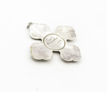 REED & BARTON 925 Silver  Vintage Floral Christmas Cross Pendant  PT6663