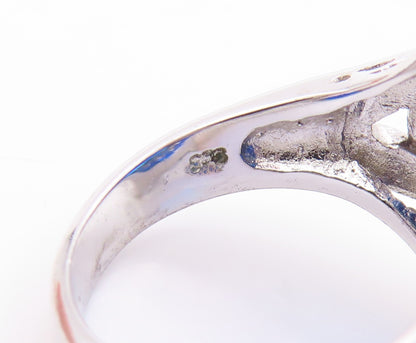 925 Sterling Silver Vintage Ring Large Rectangle Cut Blue CZ   Sz 6.5  RG32925