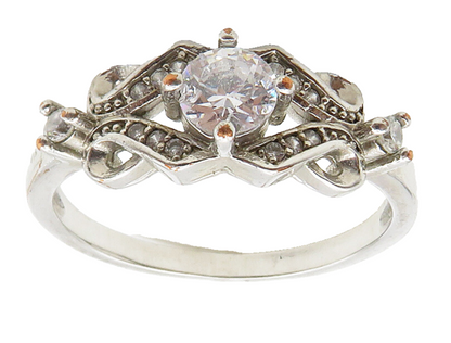 925 Sterling Silver  Cubic Zirconia Shiny Swirl Band Ring Sz 10  RG15897