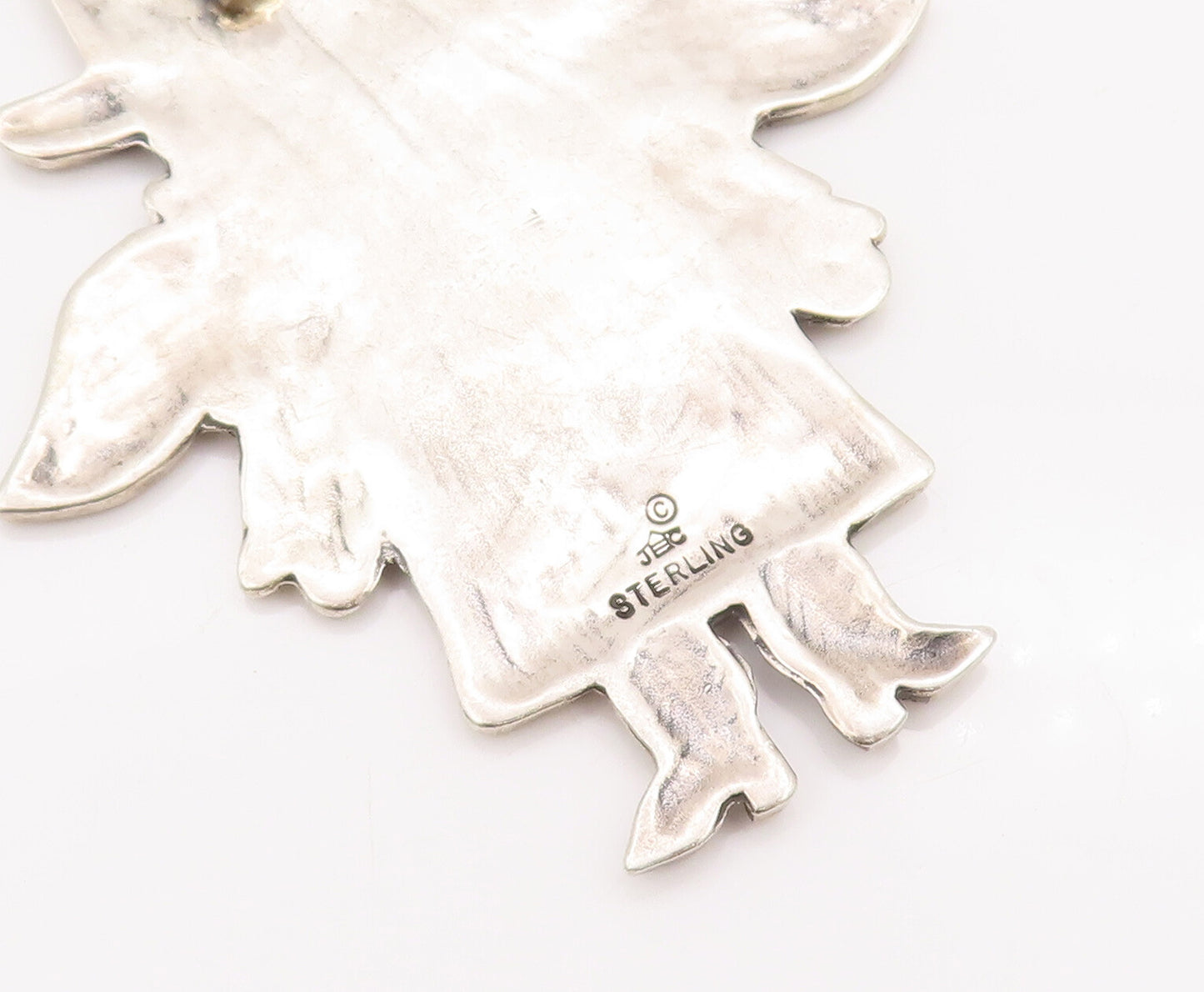 925 Sterling Silver Vintage Pendant JEEP COLLINS Carved Angle Fairy  PT23011