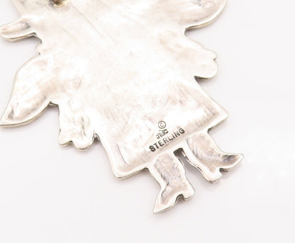 925 Sterling Silver Vintage Pendant JEEP COLLINS Carved Angle Fairy  PT23011