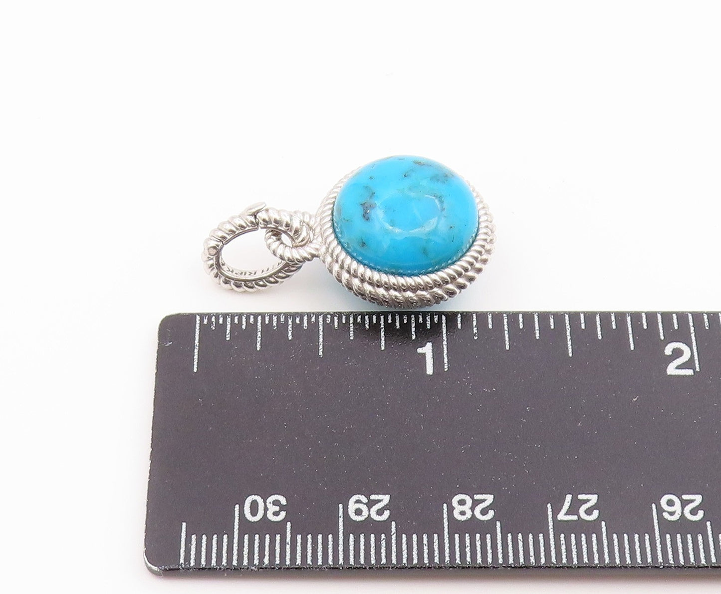 925 Sterling Silver Vintage Pendant JUDITH RIPKA Cabochon Turquoise Orb  PT26589