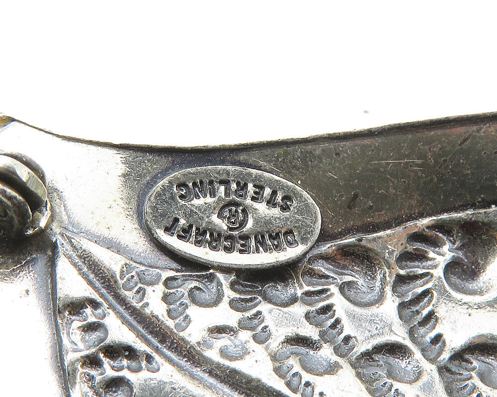 DANECRAFT 925 Sterling Silver  Vintage Swirly Floral Leaf Brooch Pin  BP6752