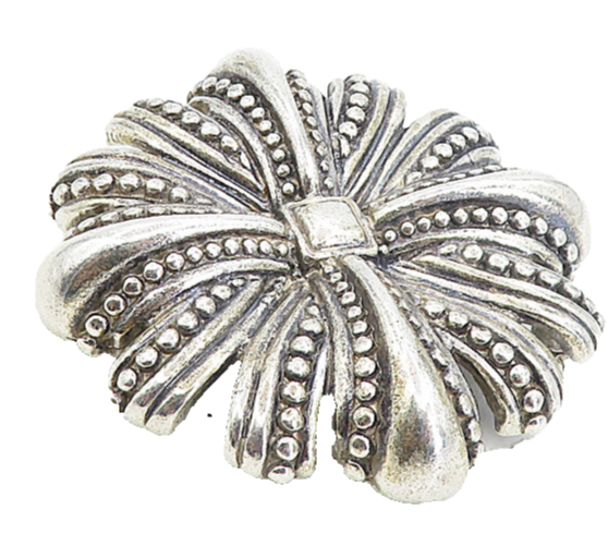 MONET 925 Sterling Silver  Vintage Shiny Round Floral Design Brooch Pin BP3060
