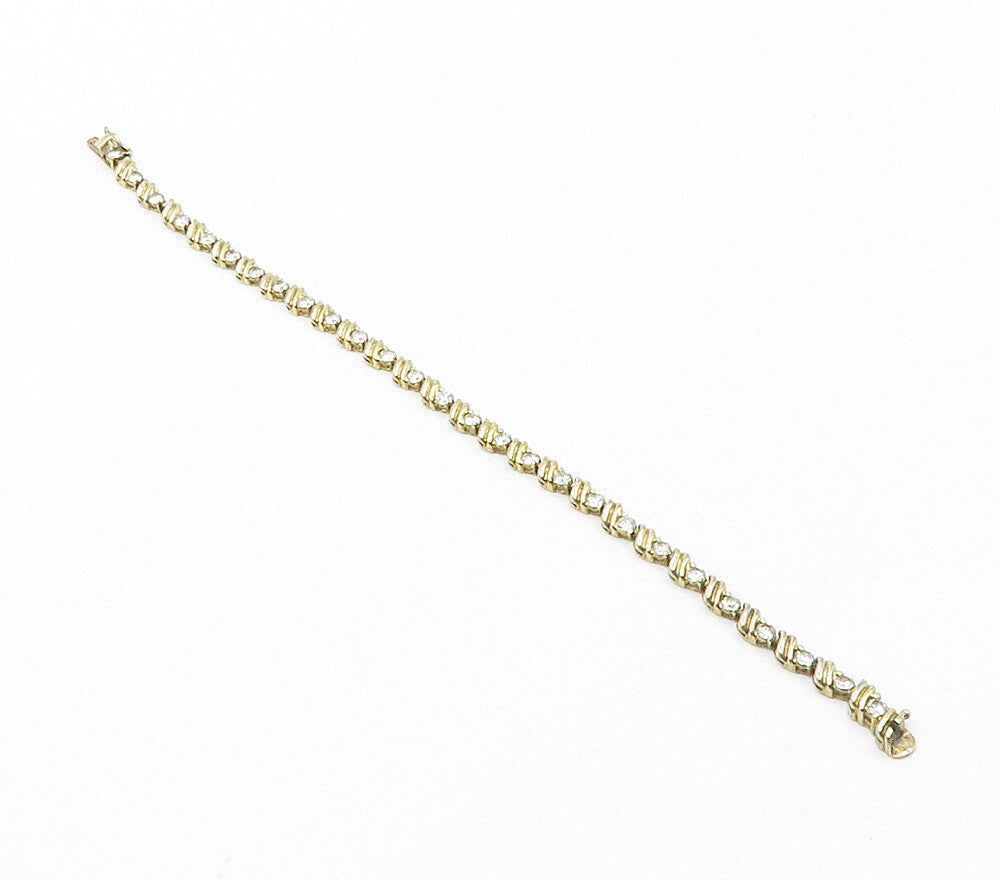 ROSS SIMON 925 Silver  Vintage White Topaz Gold Plated Chain Bracelet  BT6098