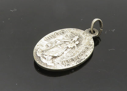 925 Sterling Silver  Vintage Medal Of Our Lady Virgo Carmeli Pendant  PT16712