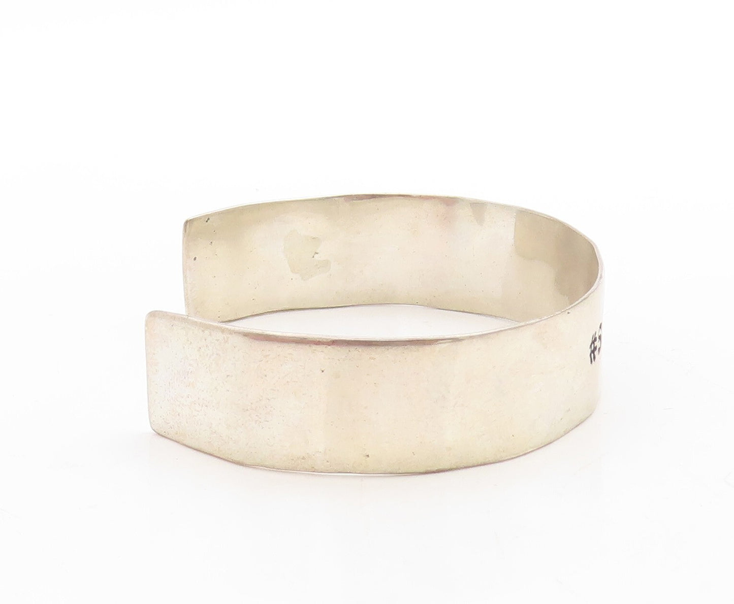 925 Sterling Silver Vintage Bracelet Minimalist STRONG Etched Cuff  BT10977