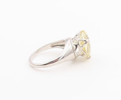 925 Sterling Silver Vintage Ring Heart Shape Citrine Solitaire  Sz 11  RG36497