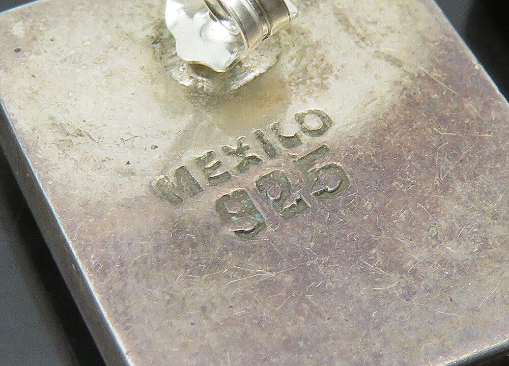 MEXICO 925 Sterling Silver  Vintage Petite Flower Art Drop Earrings  EG10569