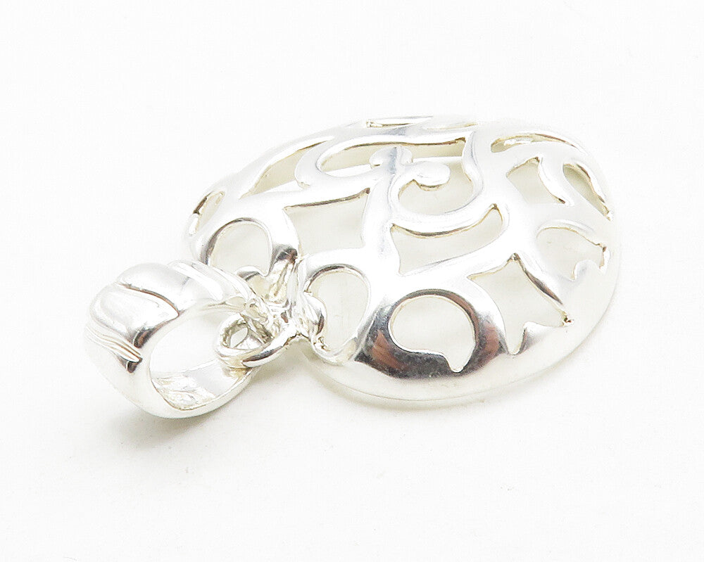 925 Sterling Silver  Shiny Cutout Love Heart Dome Drop Pendant  PT9761