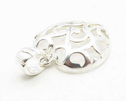 925 Sterling Silver  Shiny Cutout Love Heart Dome Drop Pendant  PT9761