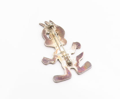 925 Sterling Silver Vintage Brooch MEXICO Tweety Bird Cartoon Cut Out  BP11813