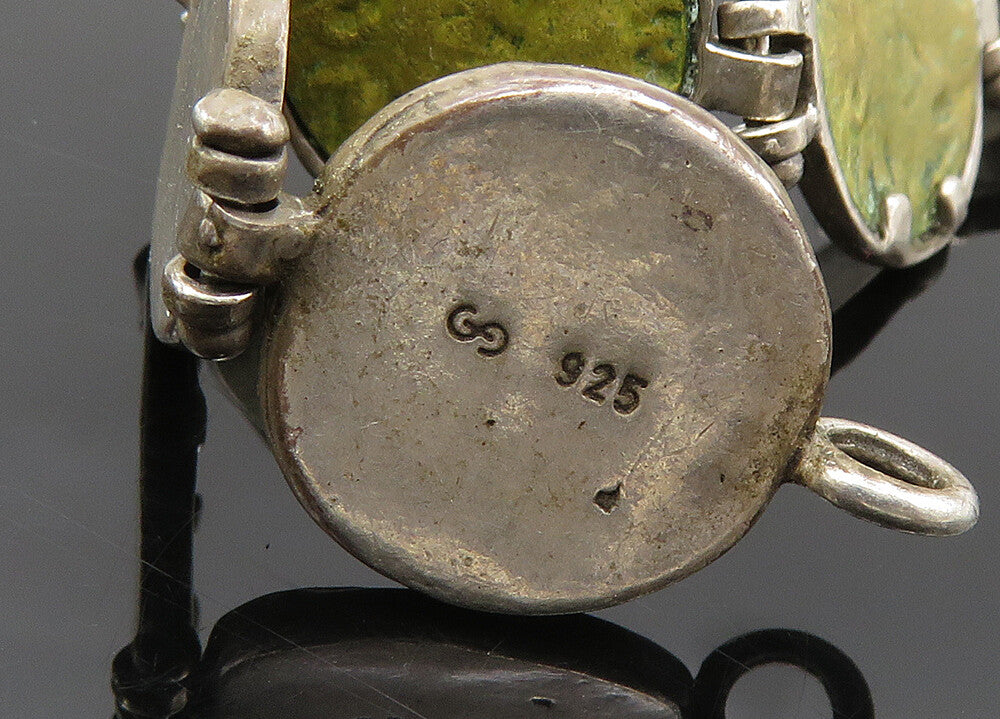 DESIGNER 925 Sterling Silver Vintage Textured Round Link Chain Bracelet BT8136