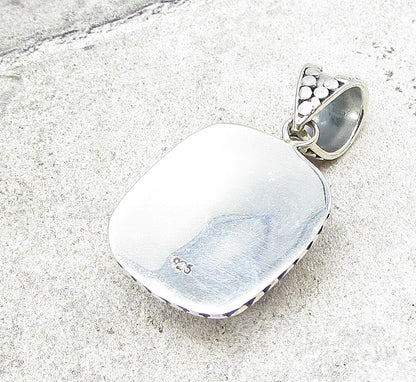 925 Sterling Silver  Faceted Druzy Pebbled Frame Drop Pendant  PT1435